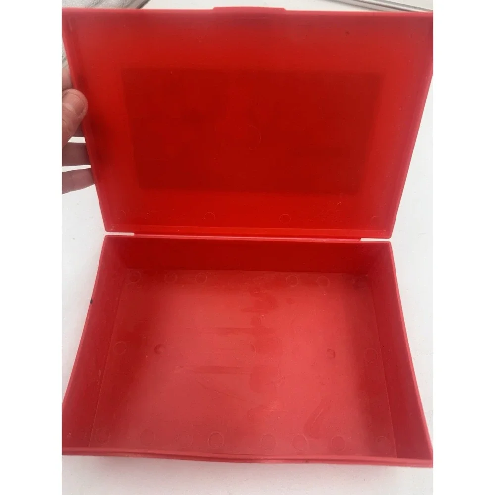 VINTAGE 1980's EMPIRE PENCIL Co. School Box USA MADE Football Cheerleader Red